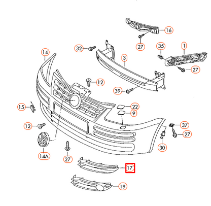 NEW VOLKSWAGEN CADDY 2K FRONT BUMPER LEFT AIR VENT GRILLE 2K08536837G9 ORIGINAL