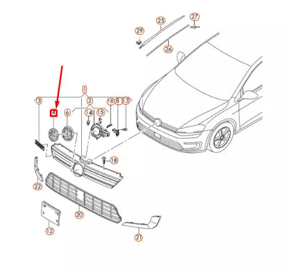 NEW VOLKSWAGEN GOLF MK7 FRONT VW EMBLEM BADGE 5GE853600AFL ORIGINAL