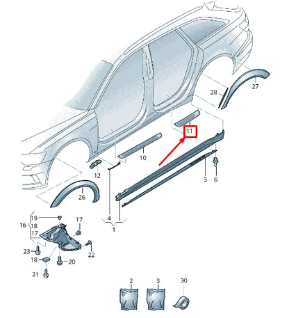 NEW AUDI A6 4A C8 REAR LEFT SILL TRIM STRIP 4K98533759B9