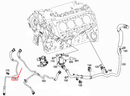 new mercedes-benz s w222 engine feed water line a1772001100 original