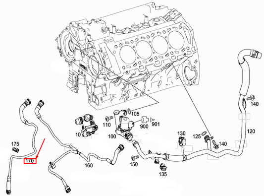 new mercedes-benz s w222 engine feed water line a1772001100 original