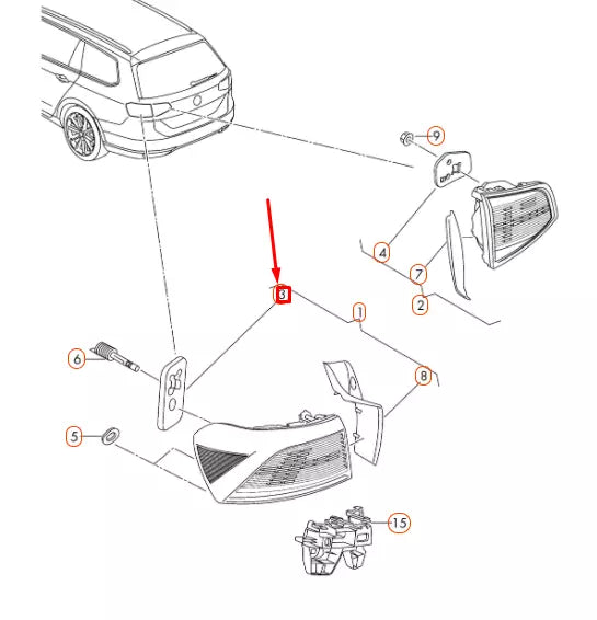 NEW VOLKSWAGEN PASSAT VARIANT B8 REAR OUTER TAILLIGHT SEAL 3G9945139 ORIGINAL