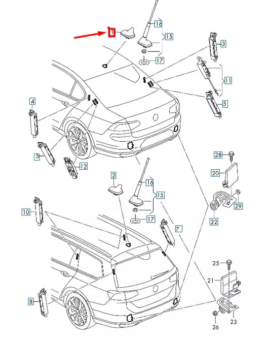 NEW VOLKSWAGEN ARTEON 3H7 ROOF ANTENNA 5Q0035507AG5FQ