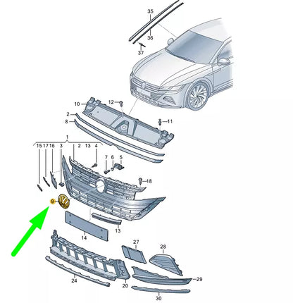 NEW VW ARTEON FRONT RADIATOR GRILLE EMBLEM BADGE 3G7853600CDPJ ORIGINAL