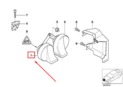 NEW BMW 5 E39 LOW PITCH HORN SIGNAL 8362359 61338362359 ORIGINAL