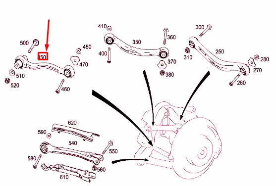 NEW MERCEDES-BENZ C W204 REAR AXLE SUSPENSION LEFT TIE ROD A2053506503 ORIGINAL