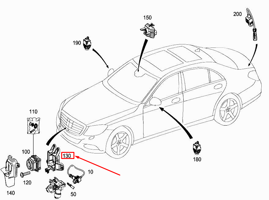 NEW MERCEDES-BENZ S W222 NIGHT VISION SYSTEM CAMERA MOUNT A2225455340 ORIGINAL