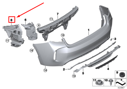new bmw x6 f86 rear right bumper mount 8056482 51128056482 original