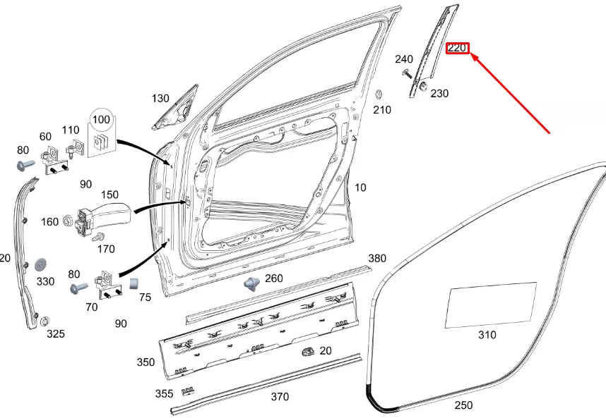 NEW MERCEDES-BENZ GLB X247 FRONT LEFT DOOR B-PILLAR TRIM A2477220100 ORIGINAL