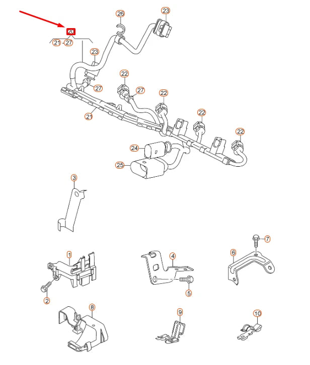NEW AUDI Q3 8U INJECTION VALVE WIRE SET 06J971082D ORIGINAL