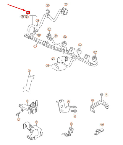 NEW AUDI Q3 8U INJECTION VALVE WIRE SET 06J971082D ORIGINAL
