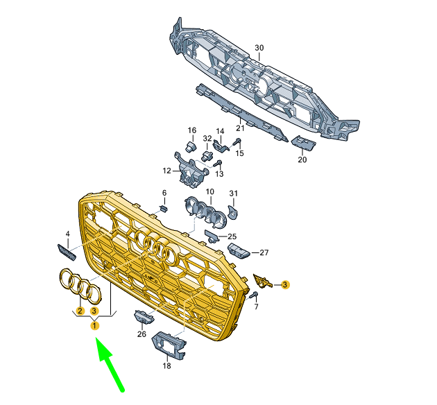 new audi a6 c8 radiator grille 4k0853651trn4 original
