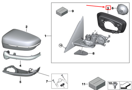 new bmw 5 touring g31 right mirror supporting ring 51167452322 original