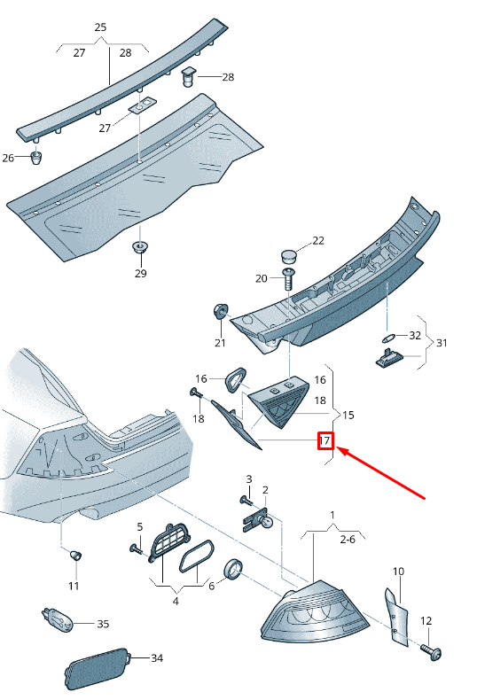NEW AUDI A7 SPORTBACK 4G REAR LEFT INNER TAIL LIGHT TRIM 4G8945253A ORIGINAL
