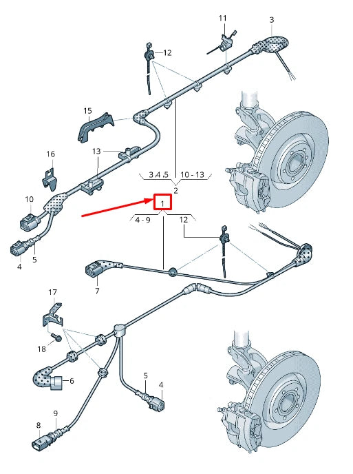 NEW AUDI RS3 FRONT LEFT SPEED SENSOR WIRING HARNESS 8V4927903D