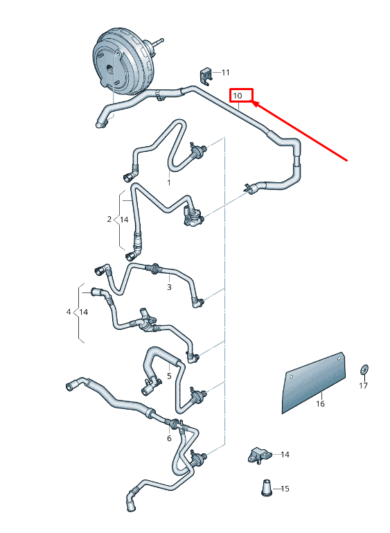 NEW VW CC 35 BRAKE SERVO VACUUM PIPE RHD 3C2612041D ORIGINAL