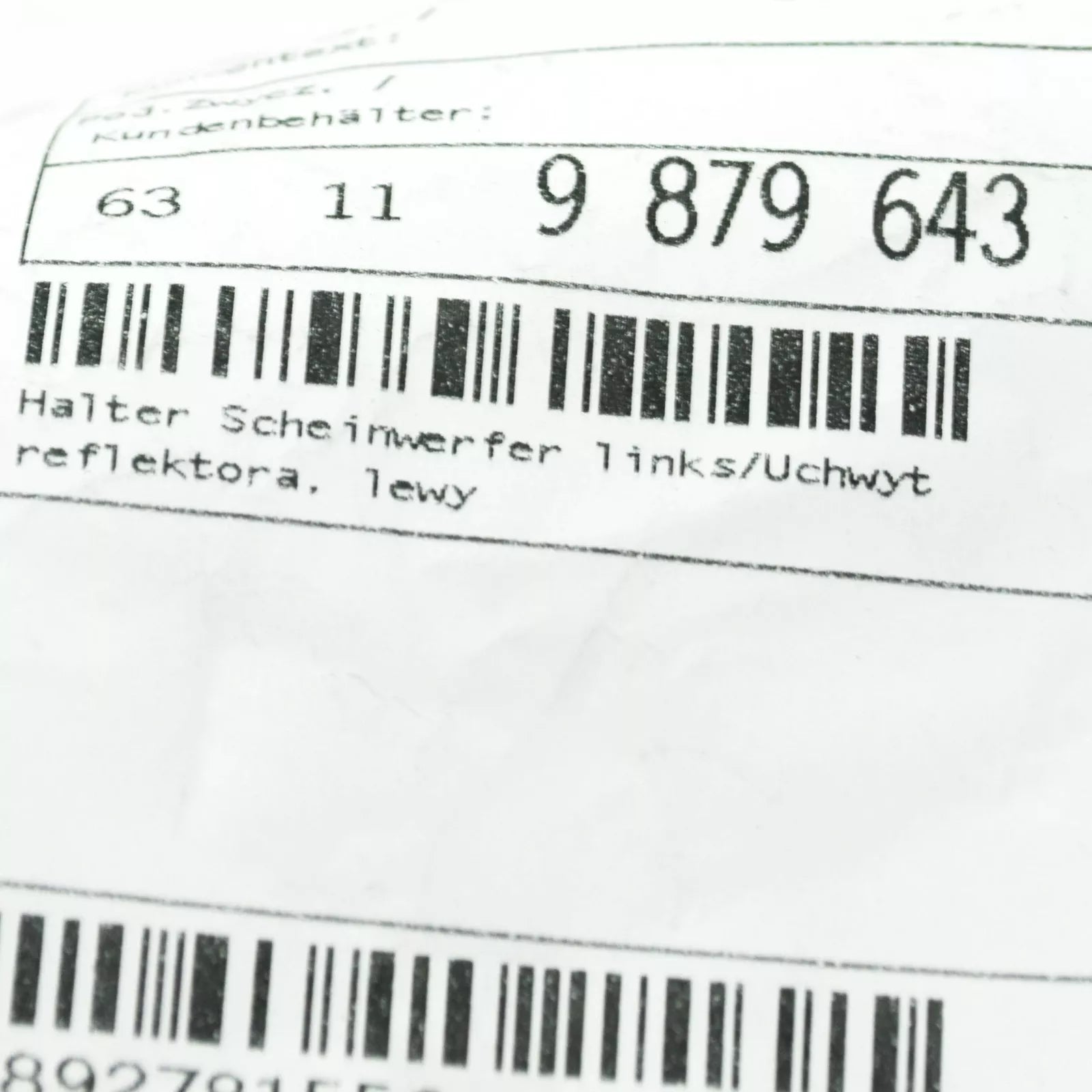 NEW BMW 5 G30 FRONT LEFT HEADLIGHT BRACKET MOUNT 63119879643 9879643 ORIGINAL