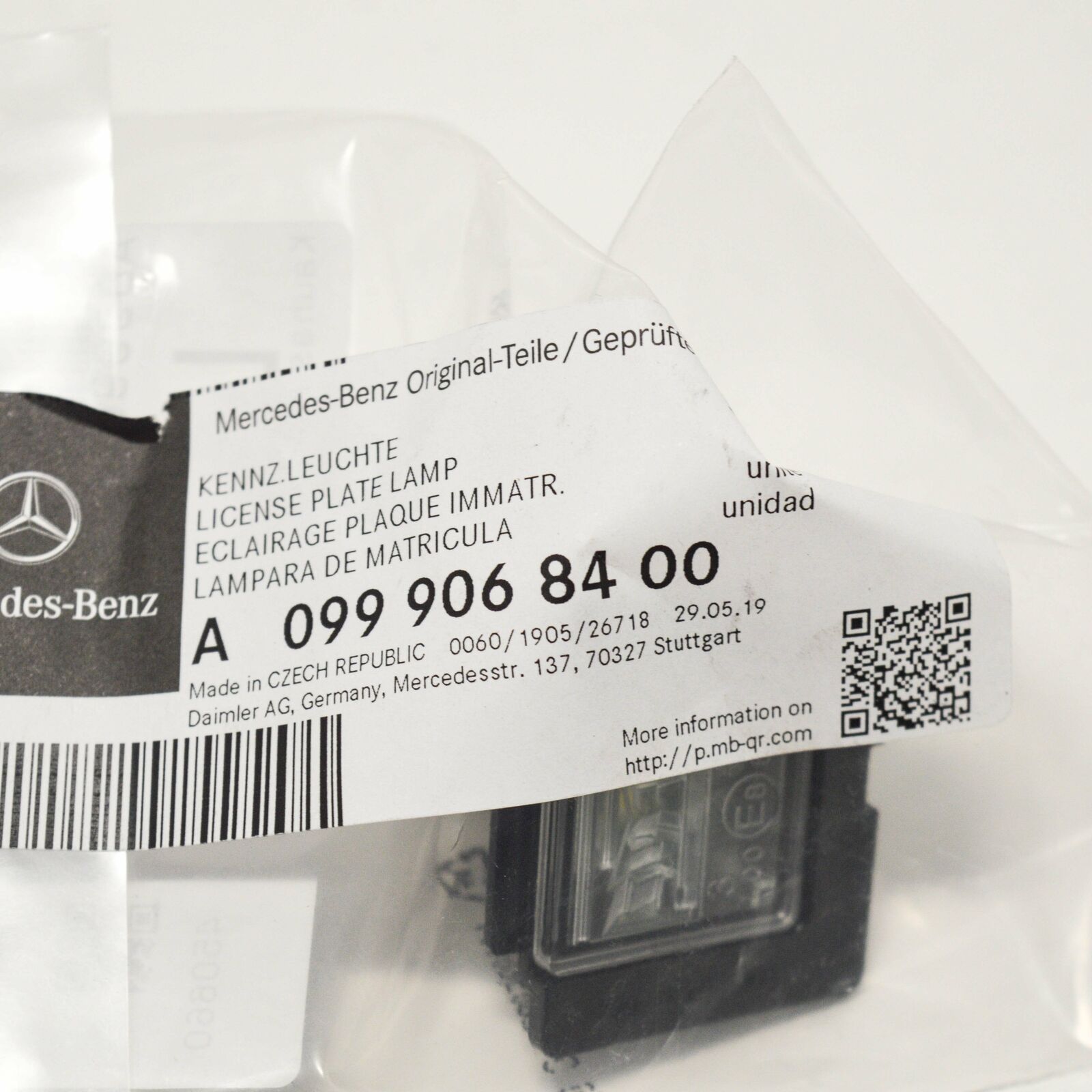 NEW MB VITO W447 LICENSE NUMBER PLATE LIGHT A0999068400 ORIGINAL