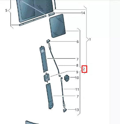 NEW VW TRANSPORTER T6 LEFT SLIDING DOOR GLASS PANEL MOVABLE 7E0847795E ORIGINAL