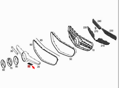 NEW MB A W176 FRONT BUMPER RADIATOR GRILLE AMG EMBLEM A1768170000 ORIGINAL