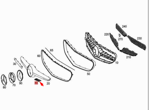 NEW MB A W176 FRONT BUMPER RADIATOR GRILLE AMG EMBLEM A1768170000 ORIGINAL