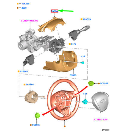 new ford fiesta mk6 steering column upper shroud 1850664 original