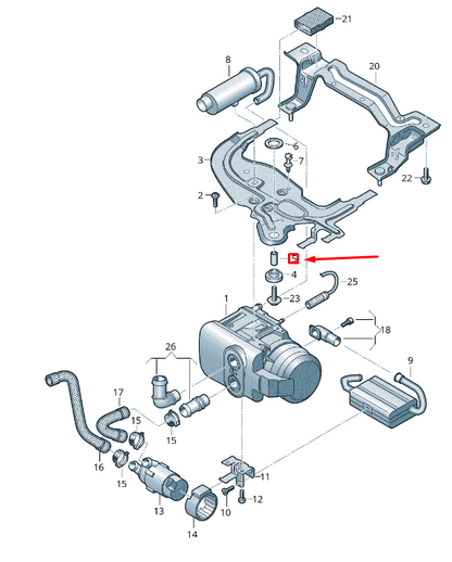 new vw transporter vi t6 auxiliary heater bush 7e0819137 original