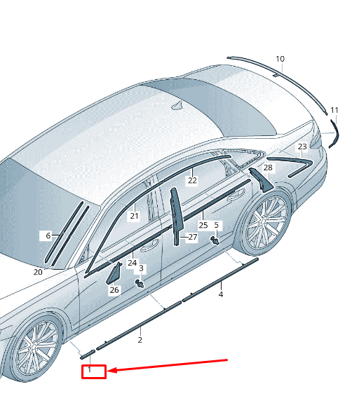 NEW AUDI A8 4N LEFT FENDER LINING 4N0854959B3Q7 ORIGINAL