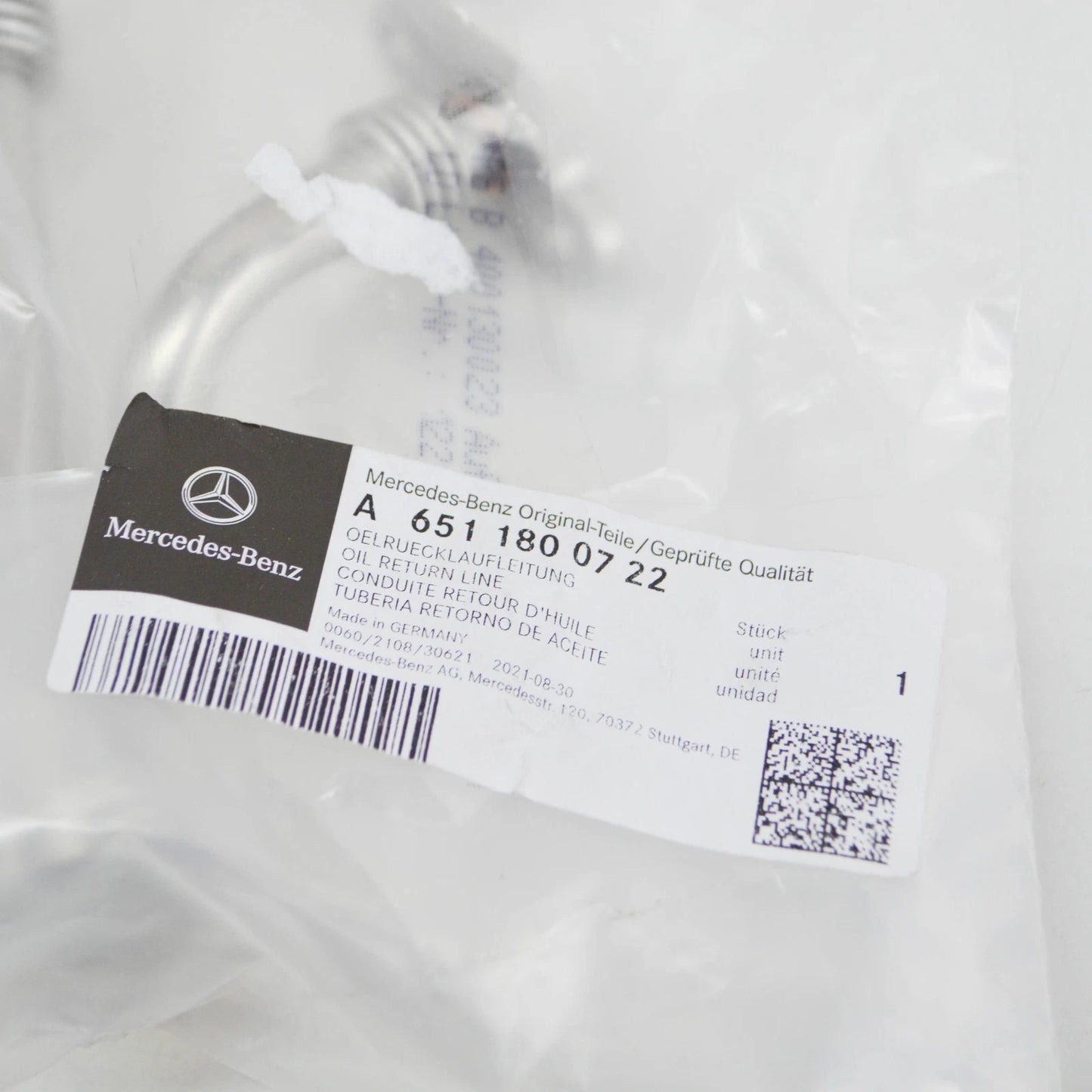 NEW MB E W212 OIL RETURN HOSE E200 PETROL 1.8 A6511800722 ORIGINAL