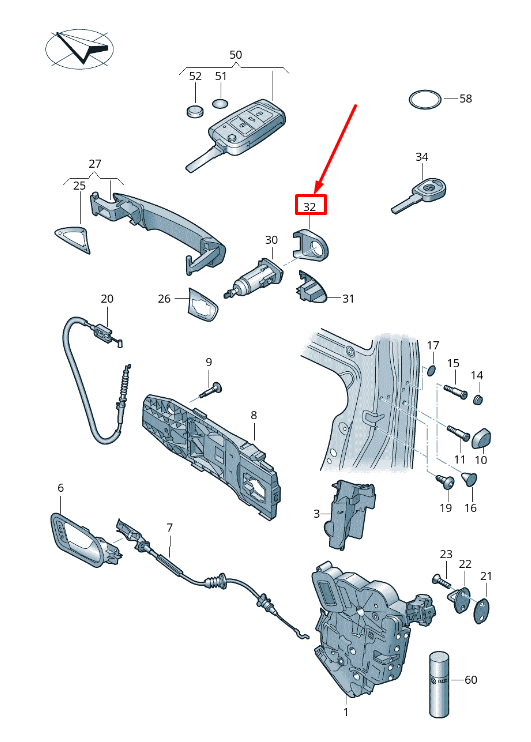 new seat arona kj front right door lock cover rhd 5g2837880e3fz original