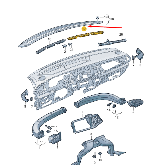 NEW VW TRANSPORTER VI T6 RIGHT WINDSCREEN DEFROSTER NOZZLE 7E0819072C ORIGINAL