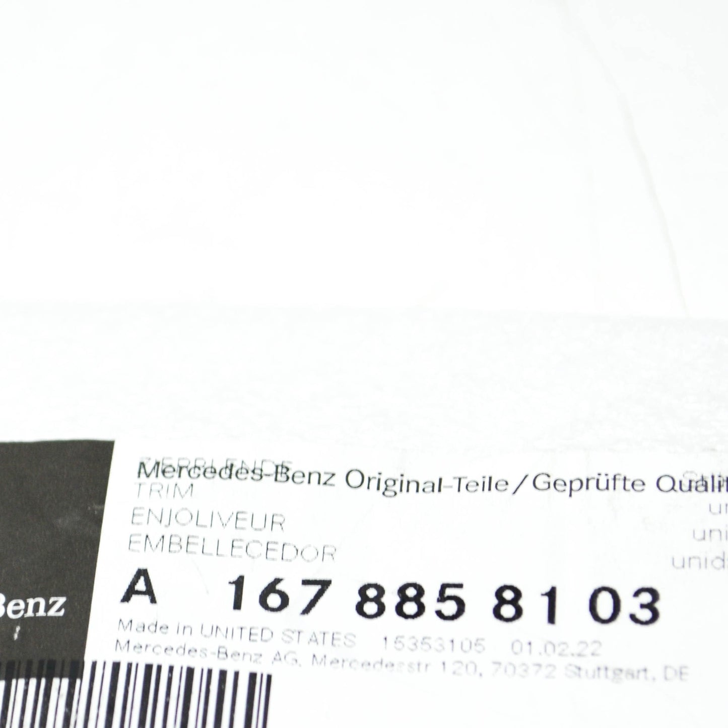NEW MERCEDES-BENZ GLE W167 FRONT LEFT BUMPER TRIM MOLDING A1678858103 ORIGINAL