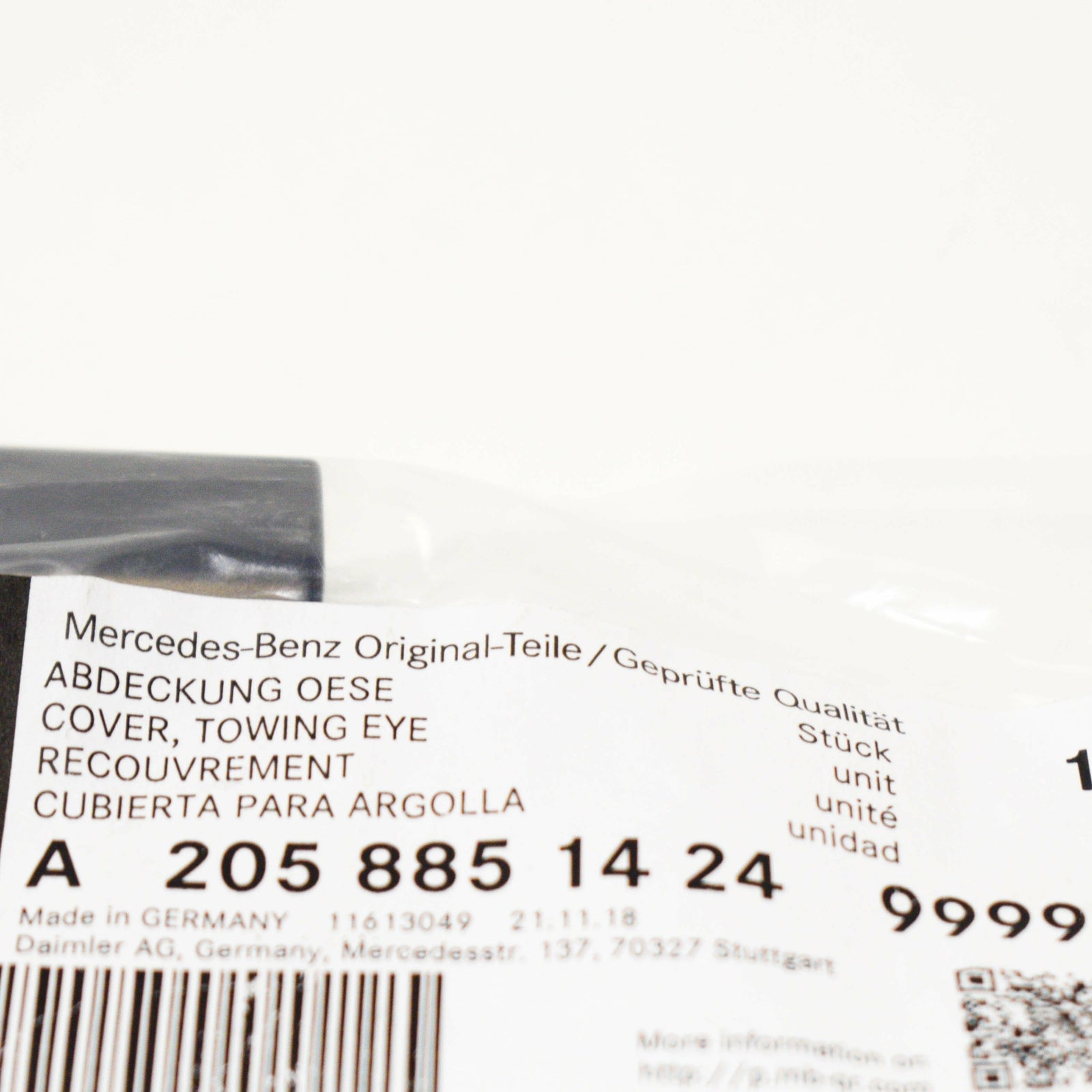 NEW MB C W205 REAR BUMPER TOW EYE CAP COVER A20588514249999 ORIGINAL