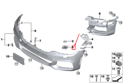 new bmw 5 touring g31 front left headlight washer holder 51118061777 original