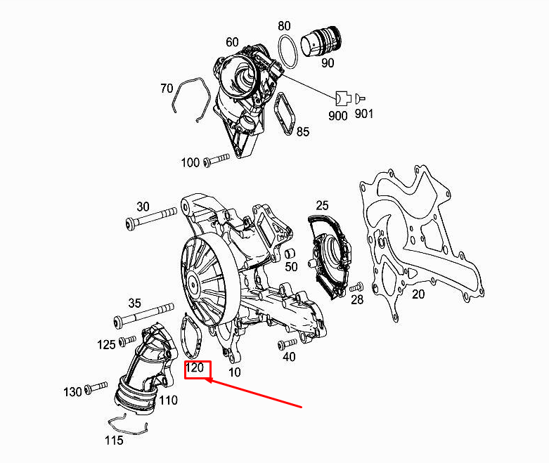 NEW MERCEDES-BENZ S W221 WATER PUMP INLET SEAL A2762010280 ORIGINAL
