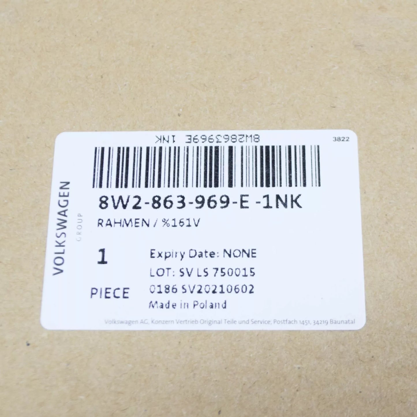 NEW AUDI A4 B9 CENTRE CONSOLE COVER FRAME RHD 8W2863969E1NK ORIGINAL