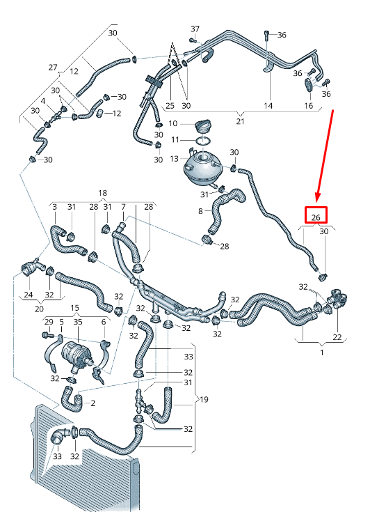 new vw jetta mk6 16 radiator coolant hose 5c0121447d original