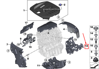 new bmw 5 touring g31 left engine acoustic cover 11148574088 original