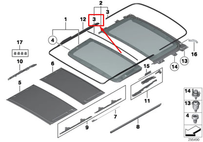 NEW BMW X3 F25 REAR GLASS COVER GASKET 7304488 54107304488 ORIGINAL
