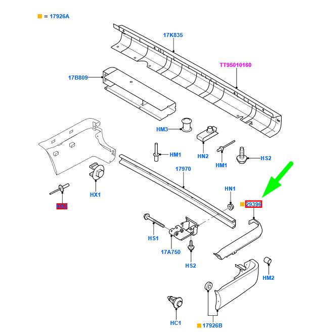 new ford transit mk3 rear right bumper molding 1751643 6c11-29396-acm5ab