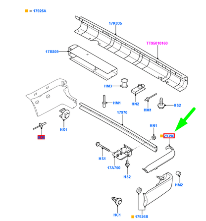 new ford transit mk3 rear right bumper molding 1751643 6c11-29396-acm5ab
