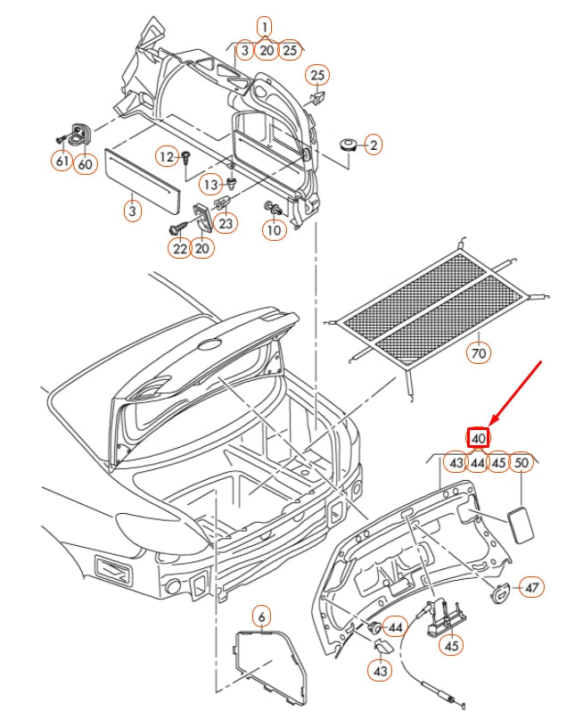 NEW VOLKSWAGEN CC REAR LID TRIM PANEL 3C8867605K8W4