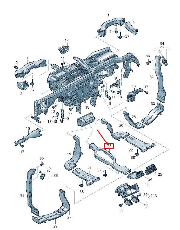 new audi q5 8r heater cabin air channel 8r0857039a original