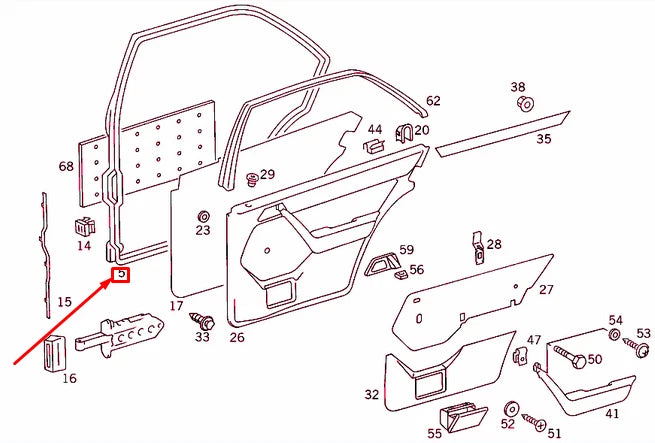 NEW MERCEDES-BENZ E W124 REAR RIGHT DOOR WEATHERSTRIP A1247303678 ORIGINAL
