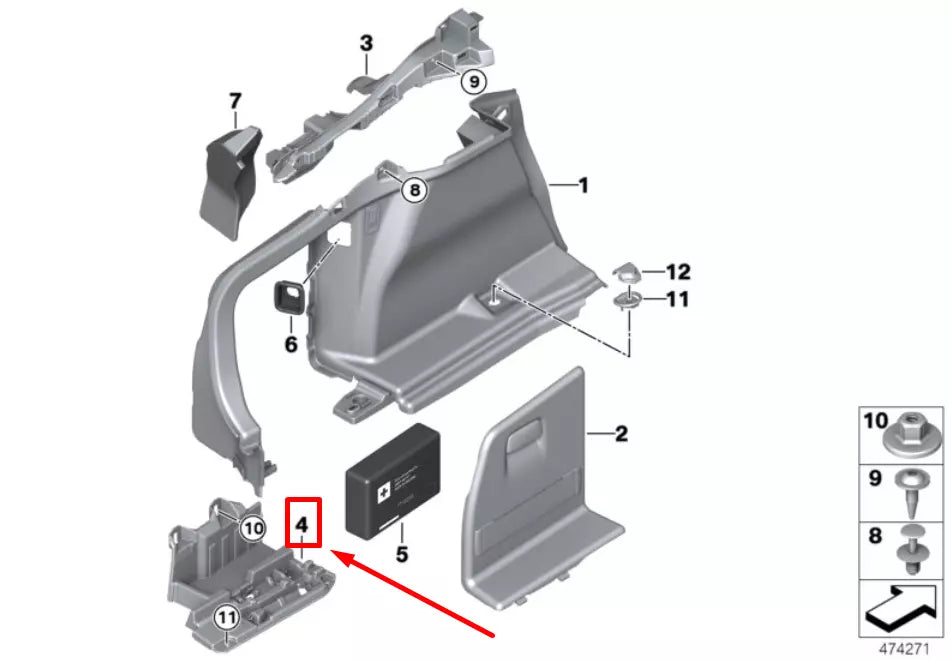 NEW BMW 4 GRAN COUPE F36 TRUNK TRIM PANEL SUPPORT 51477309514 7309514 ORIGINAL