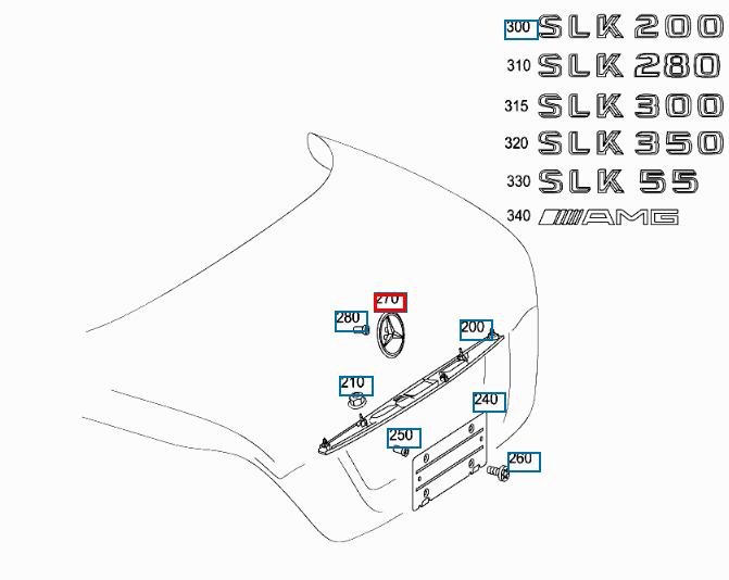 NEW MERCEDES BENZ SLK R171 REAR TRUNK BOOT LID EMBLEM BADGE A1717580058 ORIGINAL