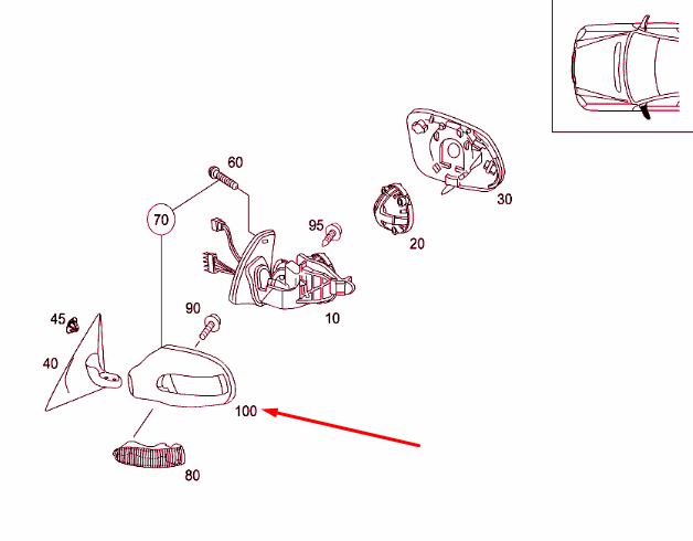 NEW MERCEDES-BENZ SLK R171 FRONT LEFT MIRROR HOUSING A17181001649040 ORIGINAL
