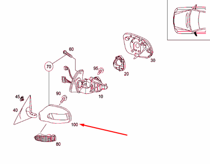 NEW MERCEDES-BENZ SLK R171 FRONT LEFT MIRROR HOUSING A17181001649040 ORIGINAL