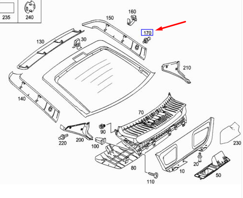 NEW MERCEDES-BENZ C CL203 REAR PANEL DOOR KNOB A20369300567D43 ORIGINAL