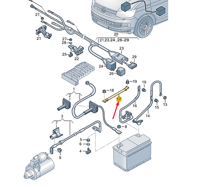 new vw transporter t5 engine mount side right earth line 7e0971793c original